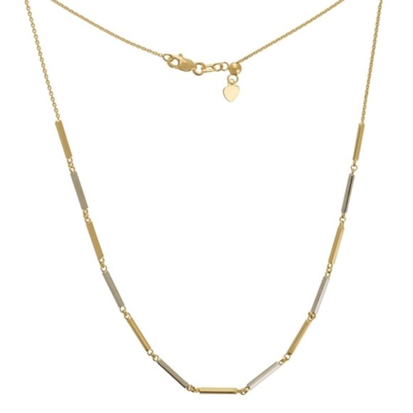 14K Solid Gold Square Bar Center Choker Necklace